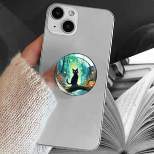 Star Moon and Cat 40mm Time Gem Lazy Live Telescopic Transparent Adhesive Mobile Phone Airbag Bracket