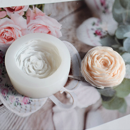 Buttercup and peony flower scented candle silicone mold diy fondant diffuser plaster drip decoration chocolate cake