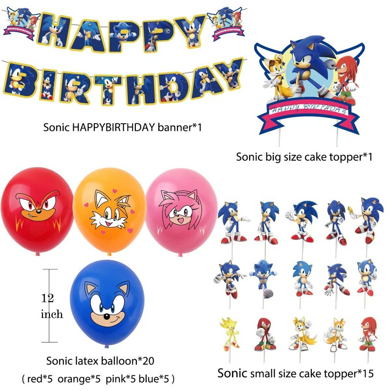 新しいソニック・ザ・ヘッジホッグをテーマにした誕生日パーティー用品ソニック・ザ・ヘッジホッグをテーマにした誕生日パーティー用品クロスボーダー|undefined