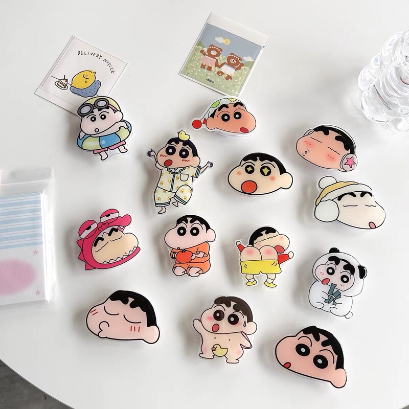 Cute Cartoon Crayon Shin New Mobile Phone Airbag Bracket Retractable Adhesive Ring Buckle Desktop Air Cushion for Couple