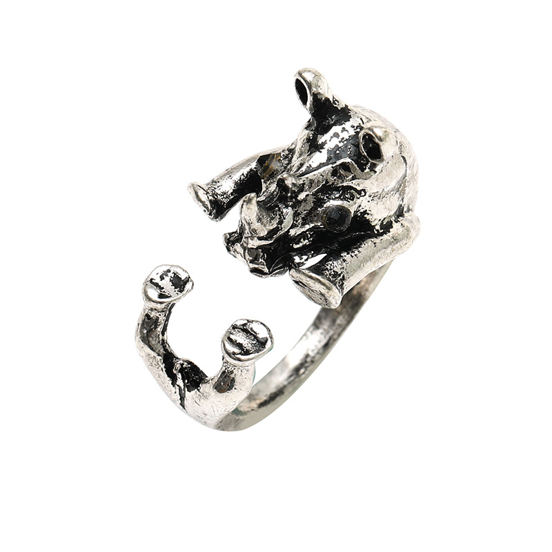 Fashion Three-dimensional Hippo Opening Adjustable Ring display picture 1