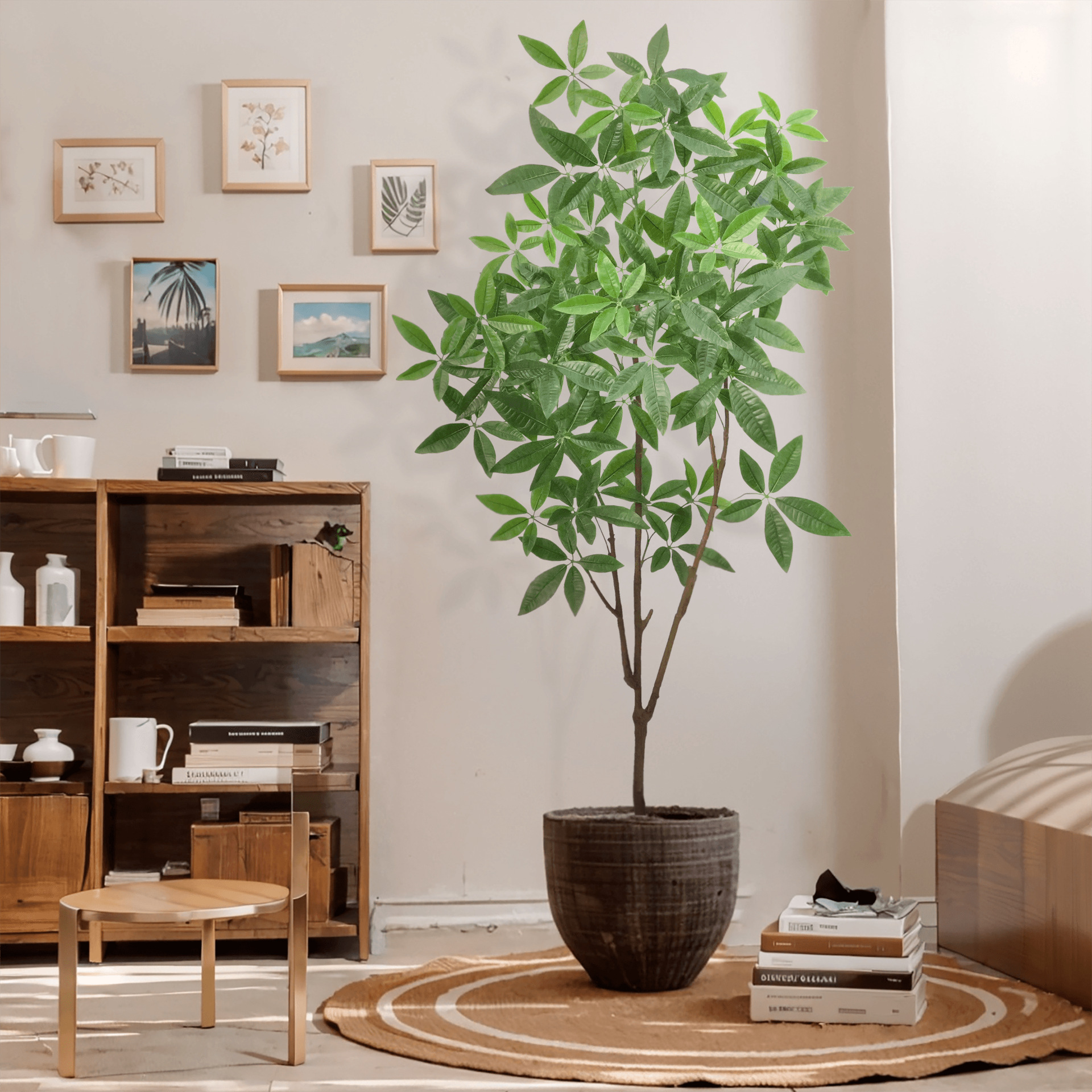 Plantas verdes simuladas, árbol del dinero, decoración de lujo y elegante para la sala de estar, adornos de pie, plantas en macetas para interiores, flores artificiales, decoraciones de flores simuladas