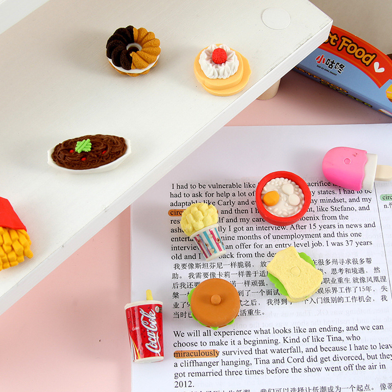 Gastronomía creativa borracha de goma en casa, modelado realista, limpieza, regales de goma de los estudiantes de primaria