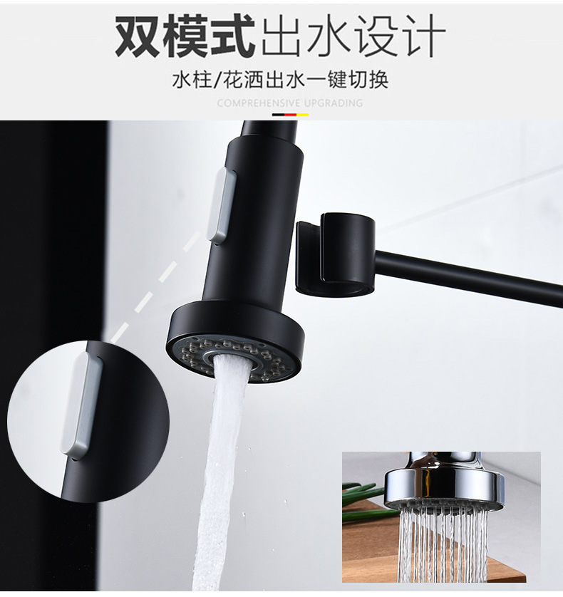 Cross-border stainless steel spring kitchen faucet pull-out telescopic cold and hot kitchen sink faucet export project undefined