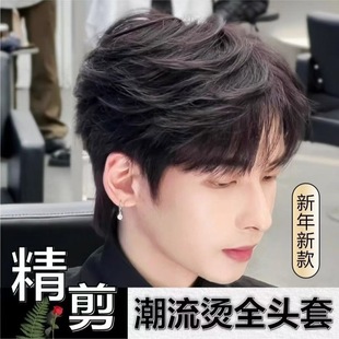 Wig Men's Short Hair Styling Full Head Cover New Style Men's Textured Hot and Broken Cover Daily Fluffy Men's Wig Cover