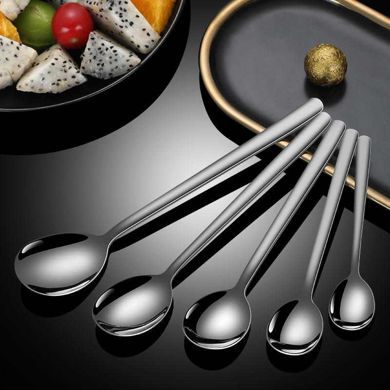 Cuchara Coreana de acero inoxidable 304 engrosada cuchara de arroz para el hogar cuchara de sopa cuchara de mango largo cuchara de hielo cuchara de café cuchara de mezcla