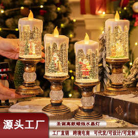 圣诞节装饰品蜡烛灯圣诞水晶灯卡通飘雪儿童生日圣诞礼物场景布置