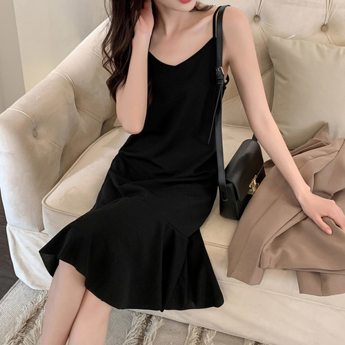 Women's Pure Desire Fish Tail Chiffon Tank Dress, Short Sleeve, Outerwear Medium Length, Underwear XS, Tall Appearance Summer LY 145