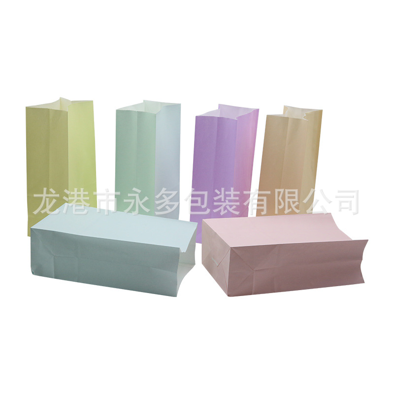 现货马卡龙色糖果袋面包糕点外卖打包袋无提手礼品包装牛皮纸袋