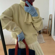 KANING韩系慵懒风毛衣2025新款冬季时尚洋气爆款围巾领针织衫上衣