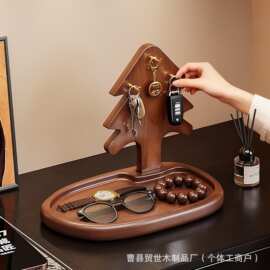 圣诞树造型钥匙收纳架珠宝饰品托盘首饰架圣诞节装饰眼睛手表挂架