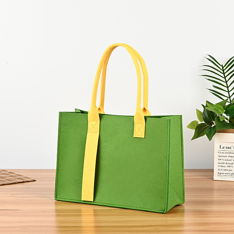 Handbag Bags Type Women's Streetwear Color Block Solid Color Felt Shopping Bags
