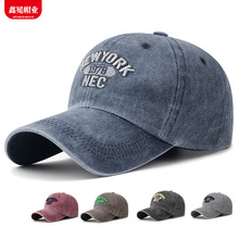 帽子女秋冬欧美复古水洗棒球帽男款时尚百搭字母刺绣鸭舌帽跨境