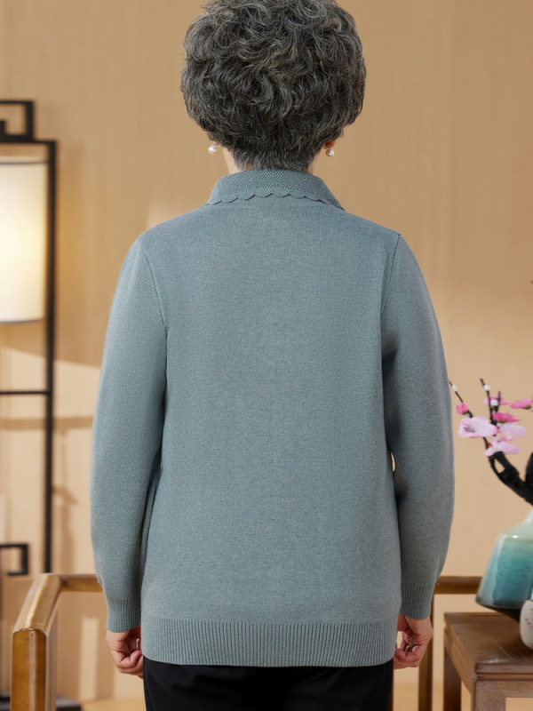 老人妈妈装宽松开衫太太薄款奶奶装中老年人女春装毛衣春秋装外套|undefined