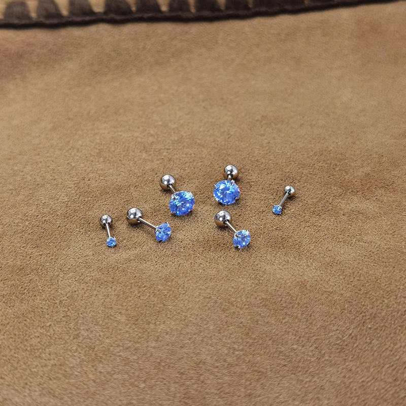 Ear Studs Classification 1 Pair Quantity Daily Occasion Simple Style Round Silver Plating Inlay Rhinestones Ear Studs 1 Pair