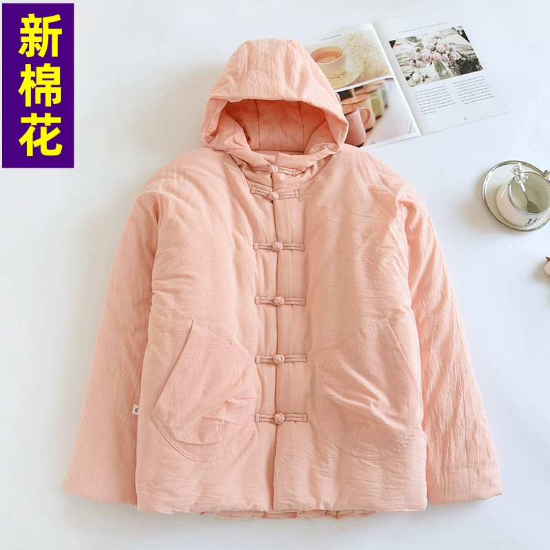 82 Зимние дамы утолщенные хлопковые теплые платья с капюшоном повседневные свободные хлопчатобумажные куртки ручной работы