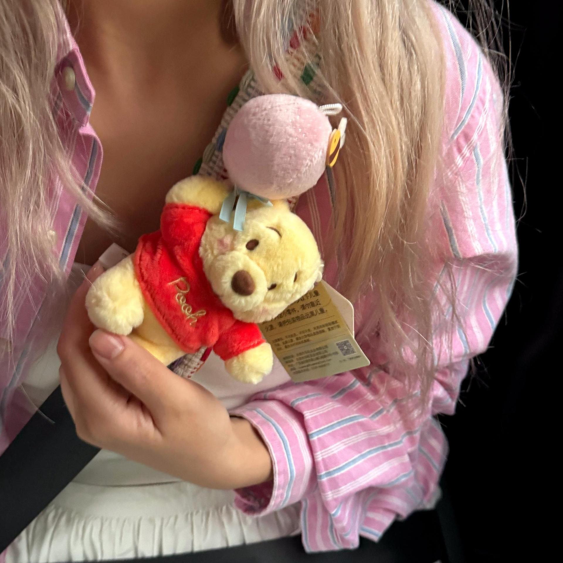 Authentic Pooh Piglet Cartoon Stuffed Doll Car Seat Belt Shoulder Cover for Sisters Cute New Car Gift