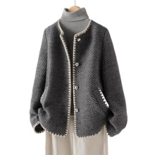 重工羊毛小香风毛呢大衣女2025冬季新款高级感短款外套