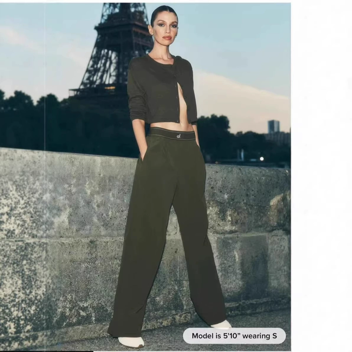 Брюки прямого кроя с широкими штанинами в стиле ALOGANT, повседневные, с эластичным поясом, свободного кроя для женщин, в спортивном стиле, визуально удлиняют ноги.