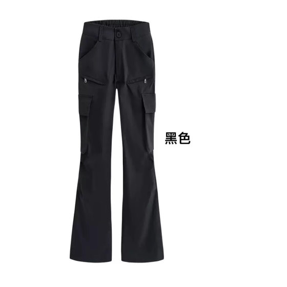 Black Micro-horn Crane Pants Women's Summer New American Style Retro Loose Wide-leg Slimming Straight Casual Long Pants