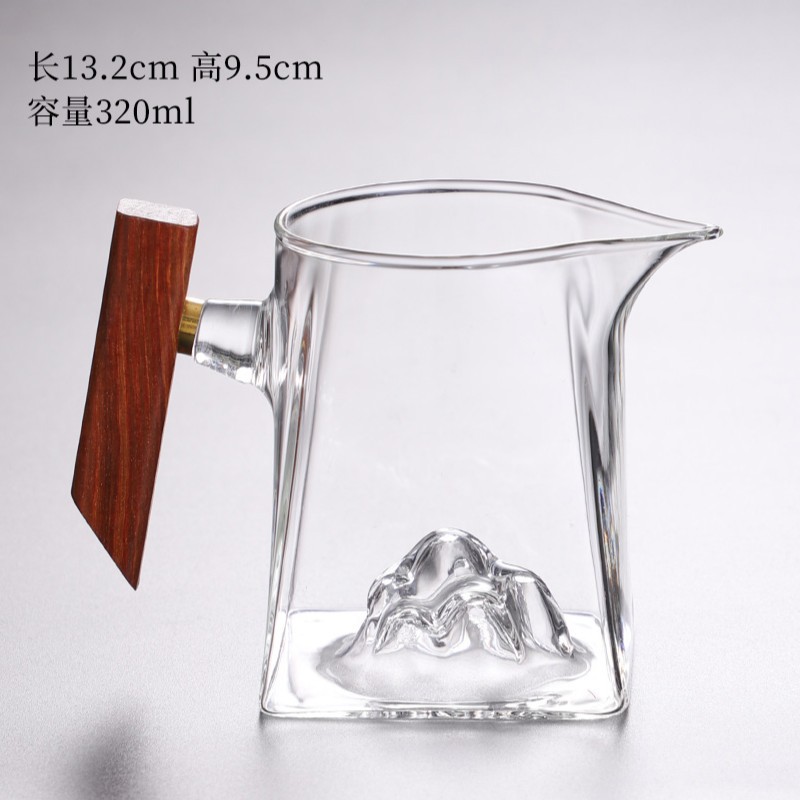 Transparent Mountain Viewing Cup with Wooden Handle