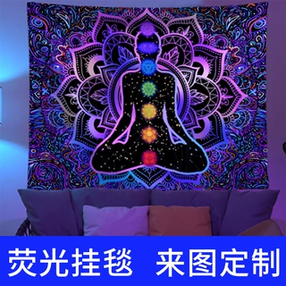 来图定制荧光挂毯跨境专供代发挂布磨毛布节日背景布夜光效果