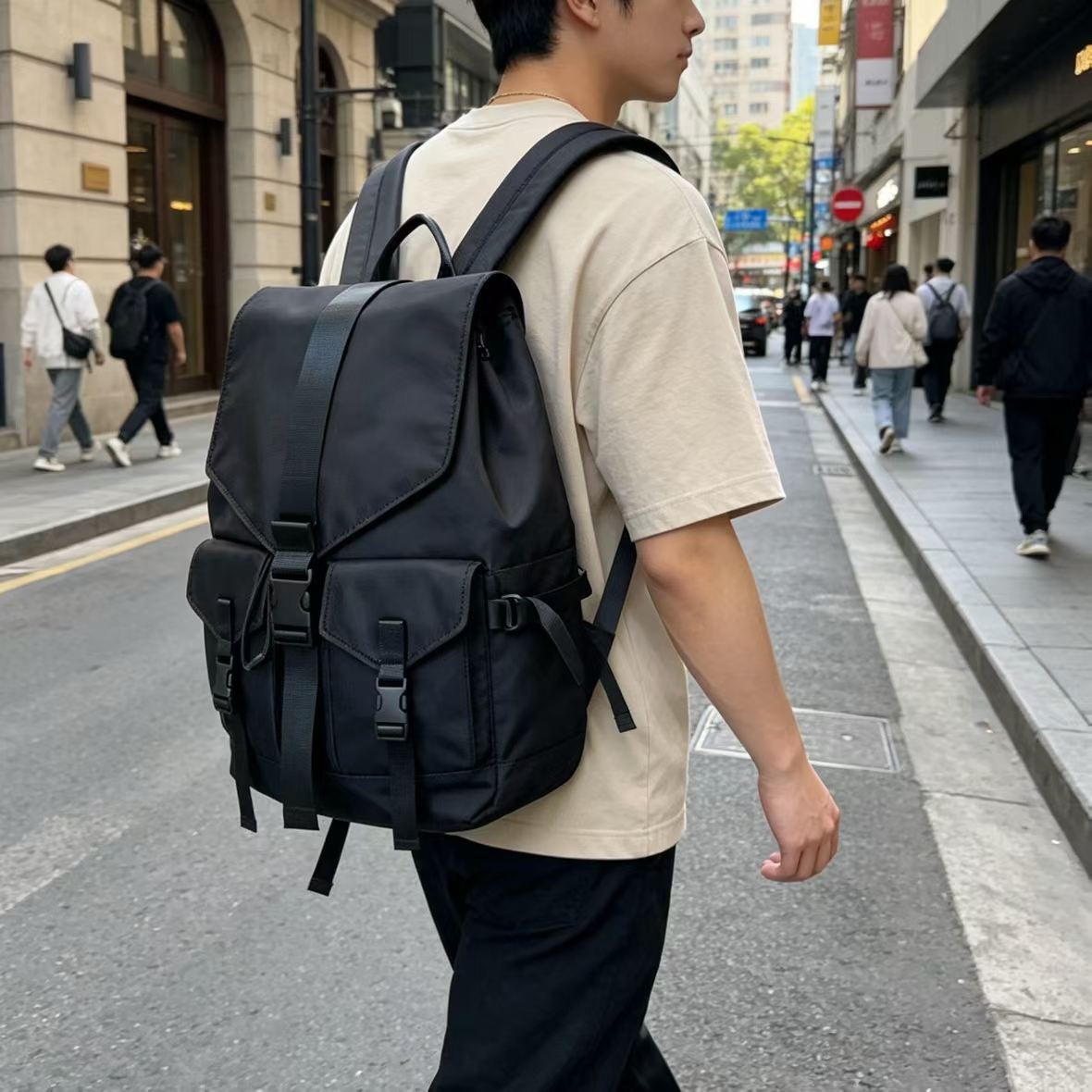 Men's and Women's Backpacks, New Waterproof Nylon Solid Color Backpacks, Large Capacity Casual Business Commuter Bags, Computer Bags Wholesale