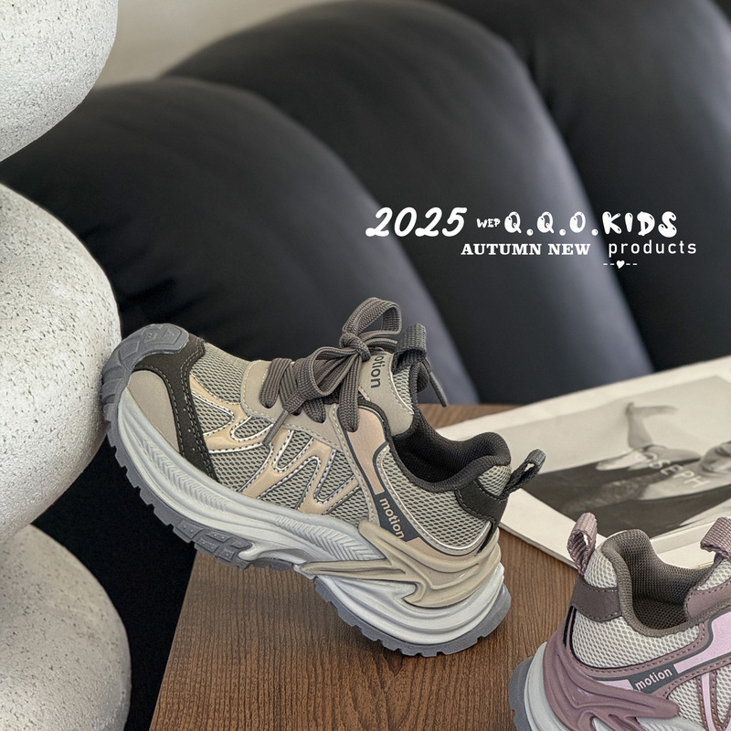 2025年秋季新款儿童户外运动鞋韩版时尚潮流男女童网面透气老爹鞋|undefined