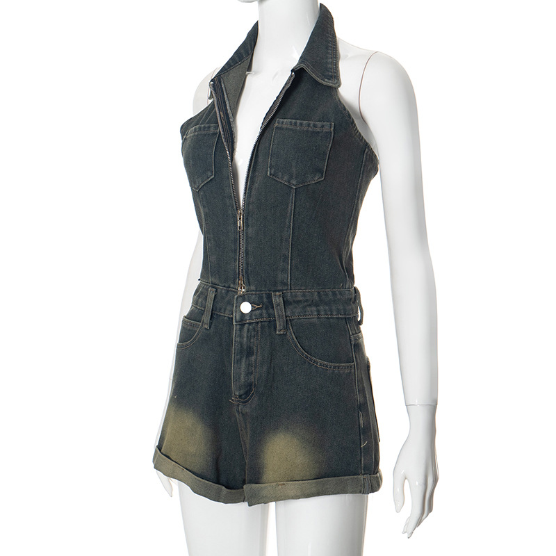 Title 4, Combinaison en jean sans manches, dos nu, taill...