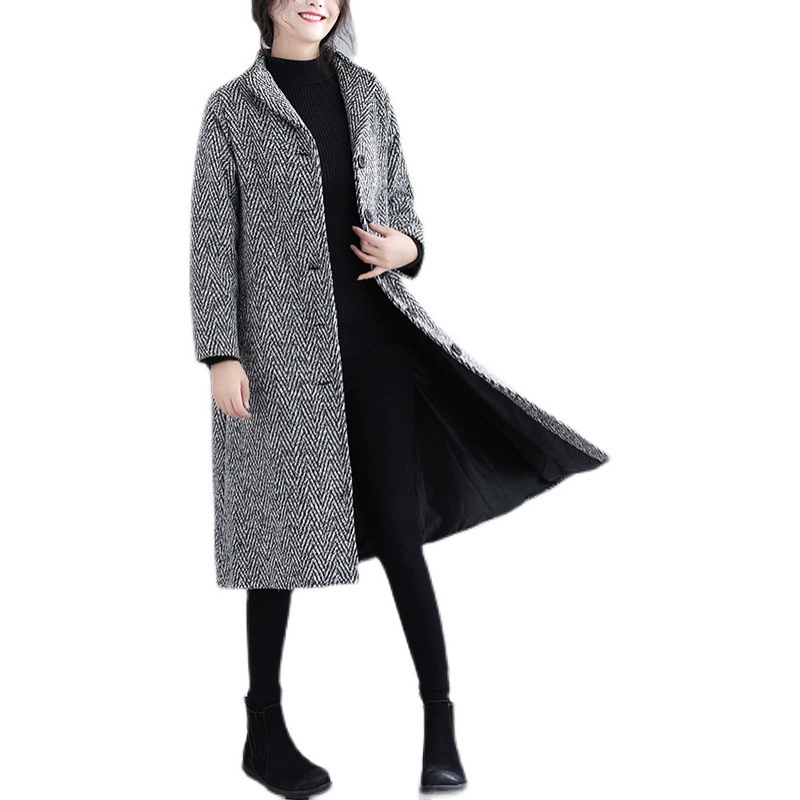 Демисезонный шерстяной тренч, кардиган, куртка, для женщин plus size, коллекция 2021 года, корейский стиль