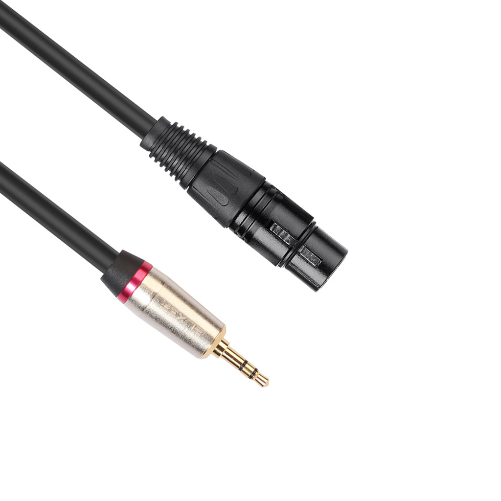 锌合金外壳镀金插头立体声3.5mm公转大三芯XLR卡农母音频线转接线