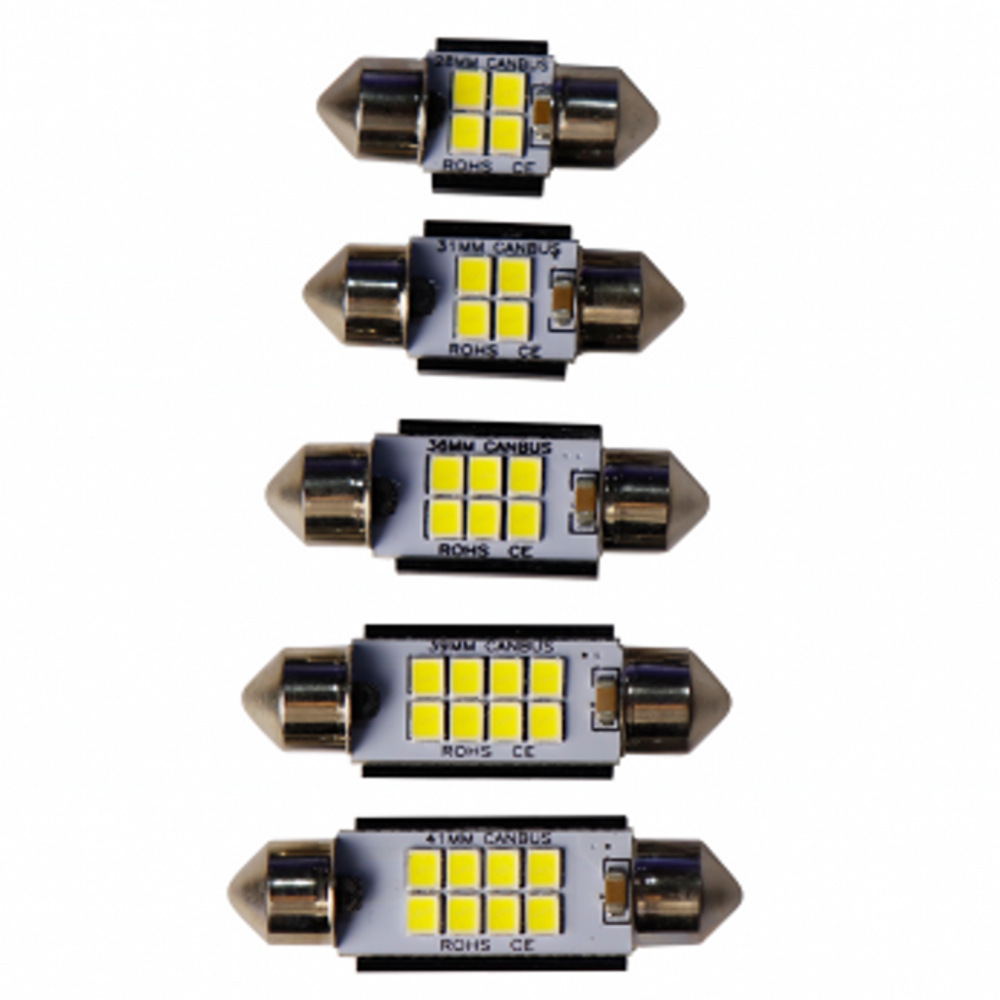 Wuji Decoding Wide Voltage LED 2835 4 6 8 Lights Festoon 29-41MM 12-24V (License plate lamp) - 4-lights-29mm