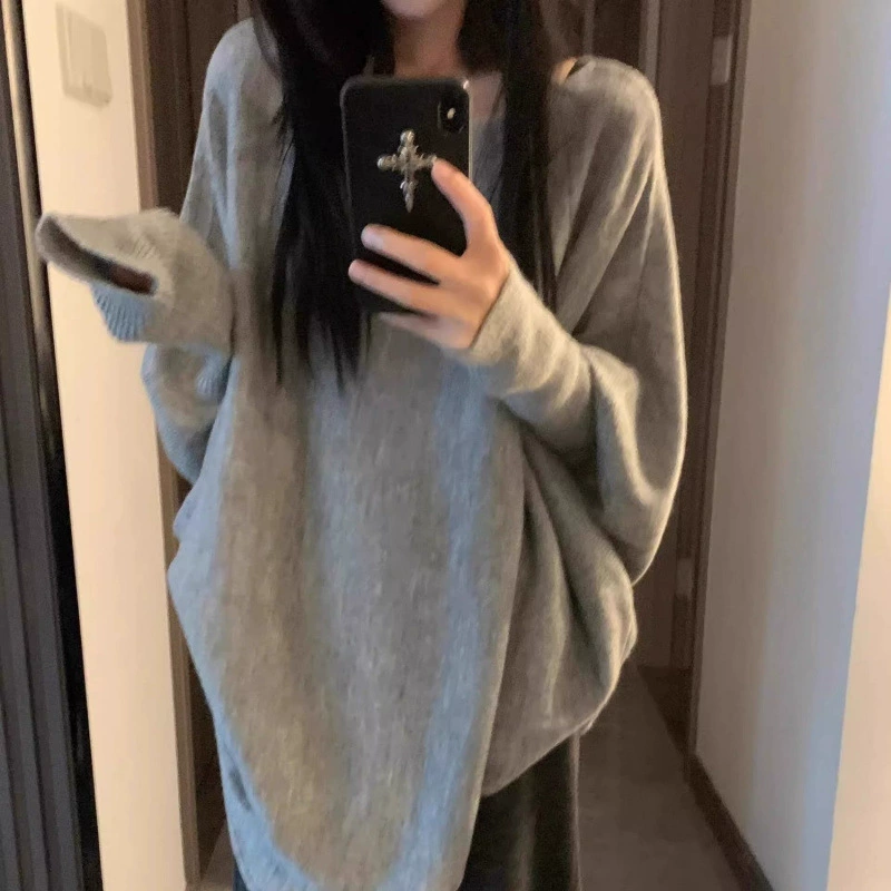 Knitted autumn truffle sweater, oversize