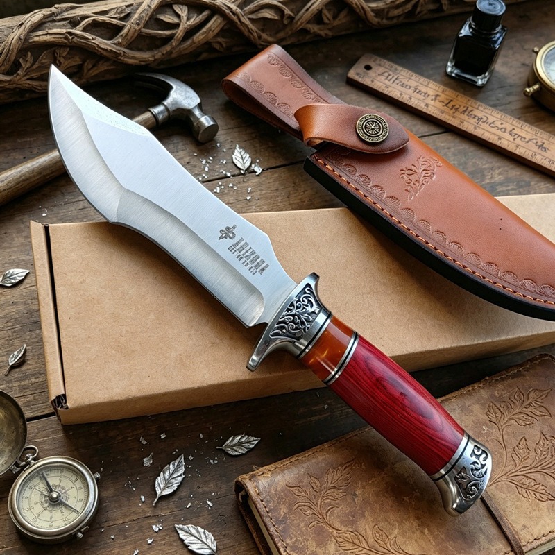 una sola quilla alta dureza camping al aire libre cuchillo de camping cuchillo recto de corte de carne hogar afilado cuchillo de frutas de acero inoxidable
