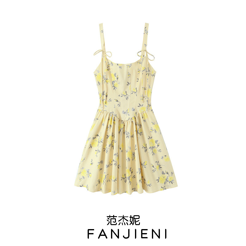 Zr Export Wholesale European and American Style Women's Fashion Versatile Floral Poplin Suspender Short Dress 3152227 Zr Export Wholesale European and American Style Women's Fashion Versatile Floral Poplin Suspender Short Dress 3152227