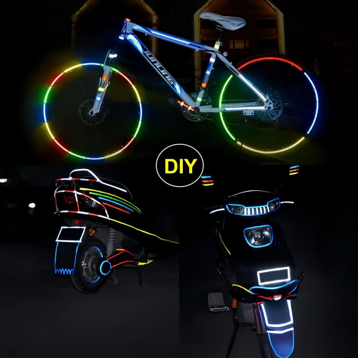 Tendero recomendar pegatinas de bicicleta de montaña coche esquema pegatinas reflectantes equipo luminoso bicicleta accesorios de la motocicleta rueda