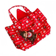 现货日本卡通蒙奇奇折叠行李包可套拉杆箱登机旅行袋大容量妈咪包