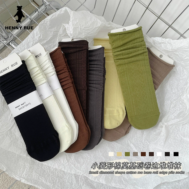 Новые женские хлопковые носки ручной работы с рулонным краем до середины икры, лето 2025
