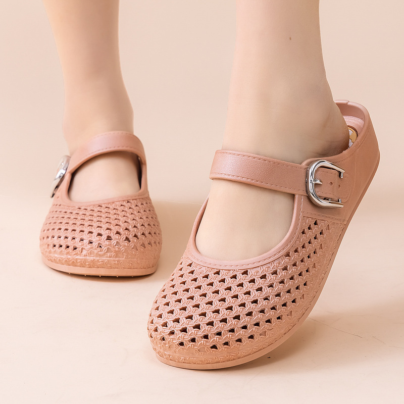 New Style Slippers for Women, Summer Outdoor Wear, Soft-Soled, Casual, Breathable, Thick-Soled, Closed-Toe, Slip-On, Women's Sandals