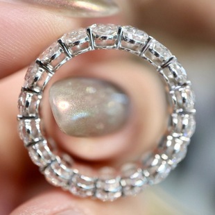 18K Gold Row Diamond Oval Ring Pigeon Egg Row Ring Au750 Full Circle Cultivated Diamond Ring Fashionable Full Diamond Ring