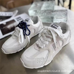 牛革既製品 Miu Miu 共同ブランド フォレスト・ガンプ シューズ 本革 レトロ ランニング スポーツ カジュアル ドイツ訓練靴 婦人靴