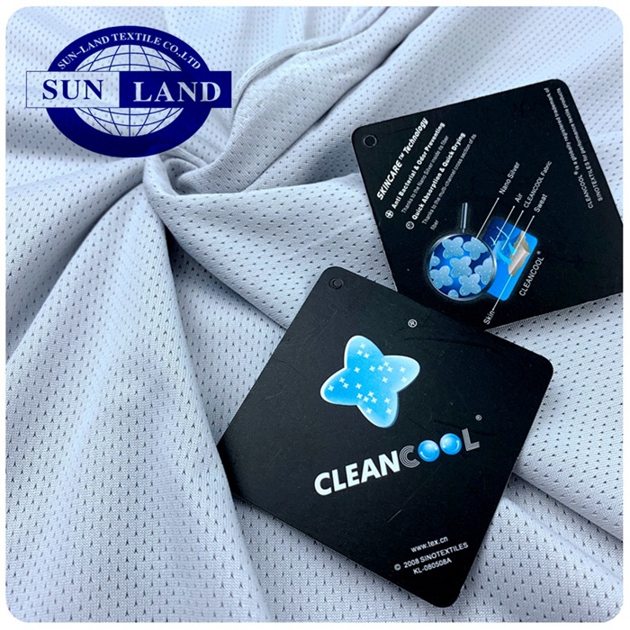 厂家直销 吸湿透气+银离子除臭单面提花网布 镂空小网眼