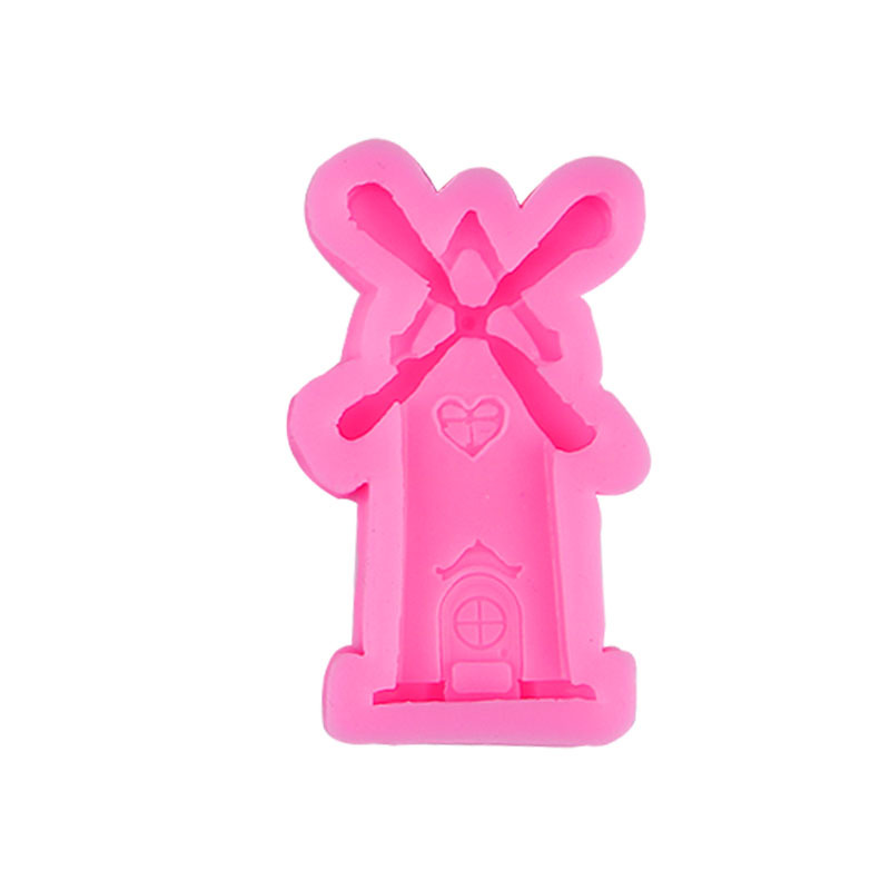 Molino de viento de agua camión de dibujos animados setas casa fondant galleta molde de silicona pastel plug-in decoración chocolate molde de silicona