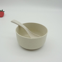 小麦盘秸秆碗勺 小麦麦片碗 创意圆形水果盘餐具 刀叉勺筷套装