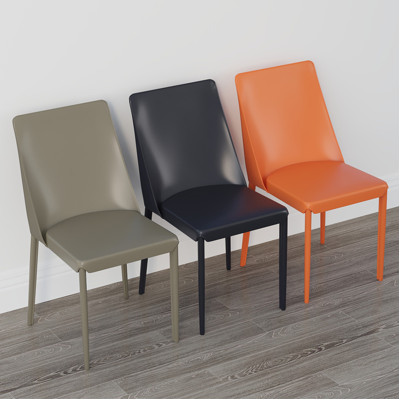 Sillas de comedor de cuero de silla de montar italianas domésticas simples sillas de patrón de sala de comedor de hotel taburetes de comedor