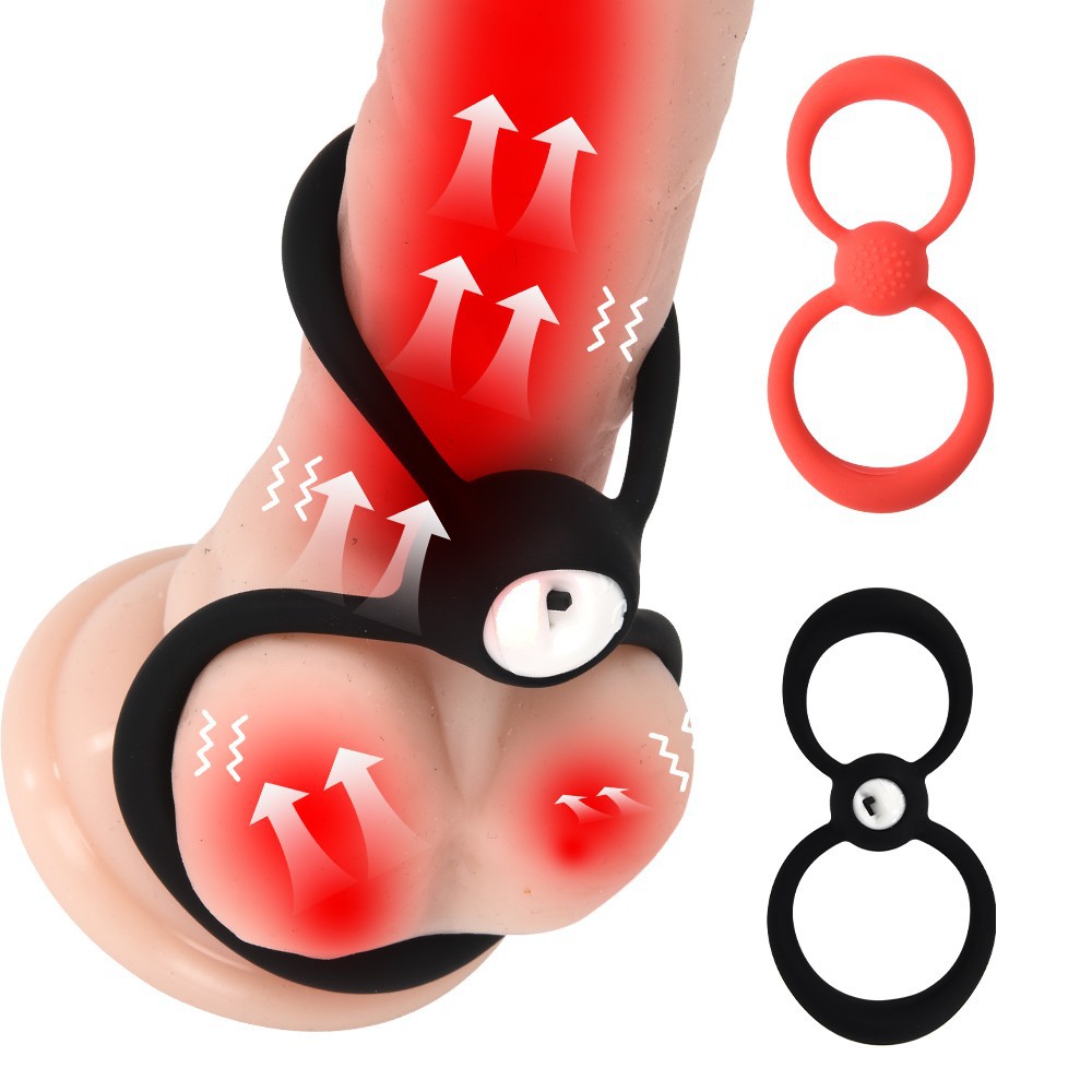 Silicone Vibrating Penis Ring with Vibrating Egg, Figure-Eight Design for Delayed Climax — detail image 4