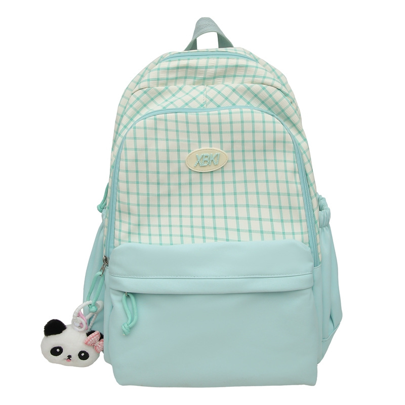 El nuevo bolso de hombro de color de choque de celosías pequeñas de varios bolsillos requiere mochilas escolares dulces y de gran capacidad, mochilas de computadora estudiantiles