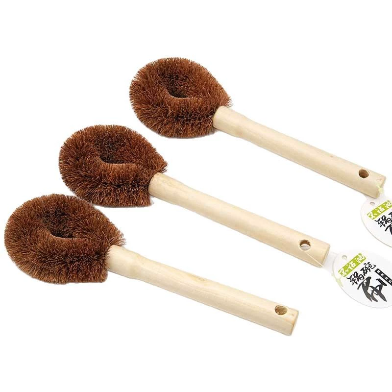 Кокосовая пальмовая ручка для potbrush столовое уборочное длинная ручка коричневый шелк пот и миска щётка