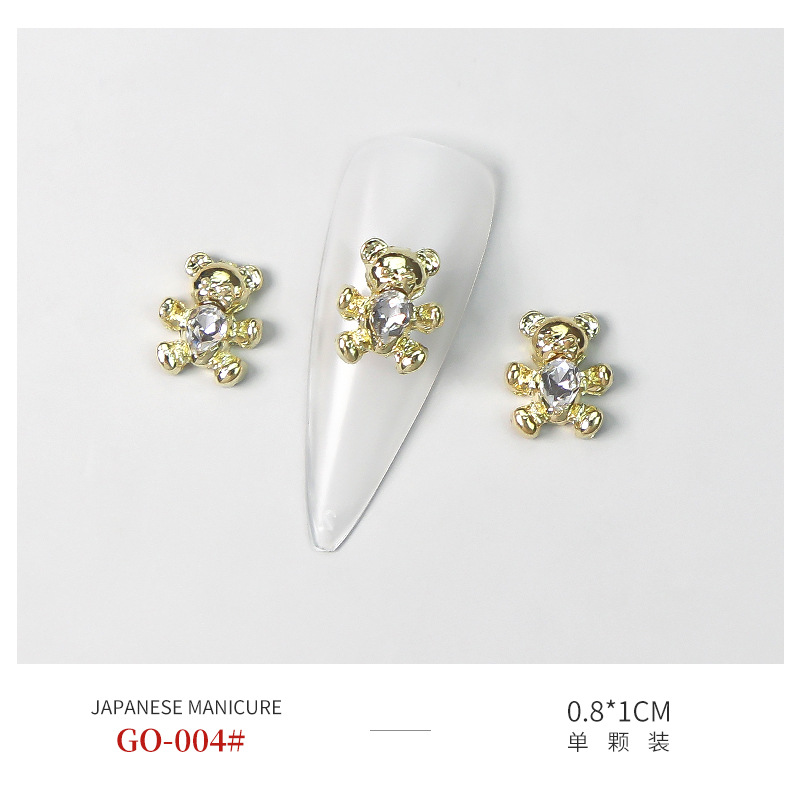 Nueva joyería de uñas LZ diamante completo con incrustaciones de diamantes de color perla oso color mágico uñas de metal joyas de aleación de diamantes decorativos