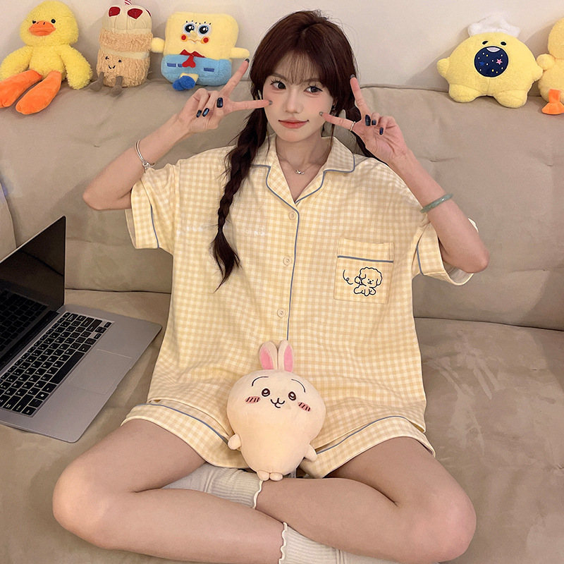 Summer Pajamas for Women 2025 New Style High-Looking Short-Sleeved Shorts for Small People That Can Be Worn Outside Fashionable and Stylish Home Clothes